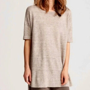 Eileen Fisher Bateau Neck Natural Linen Sweater Top